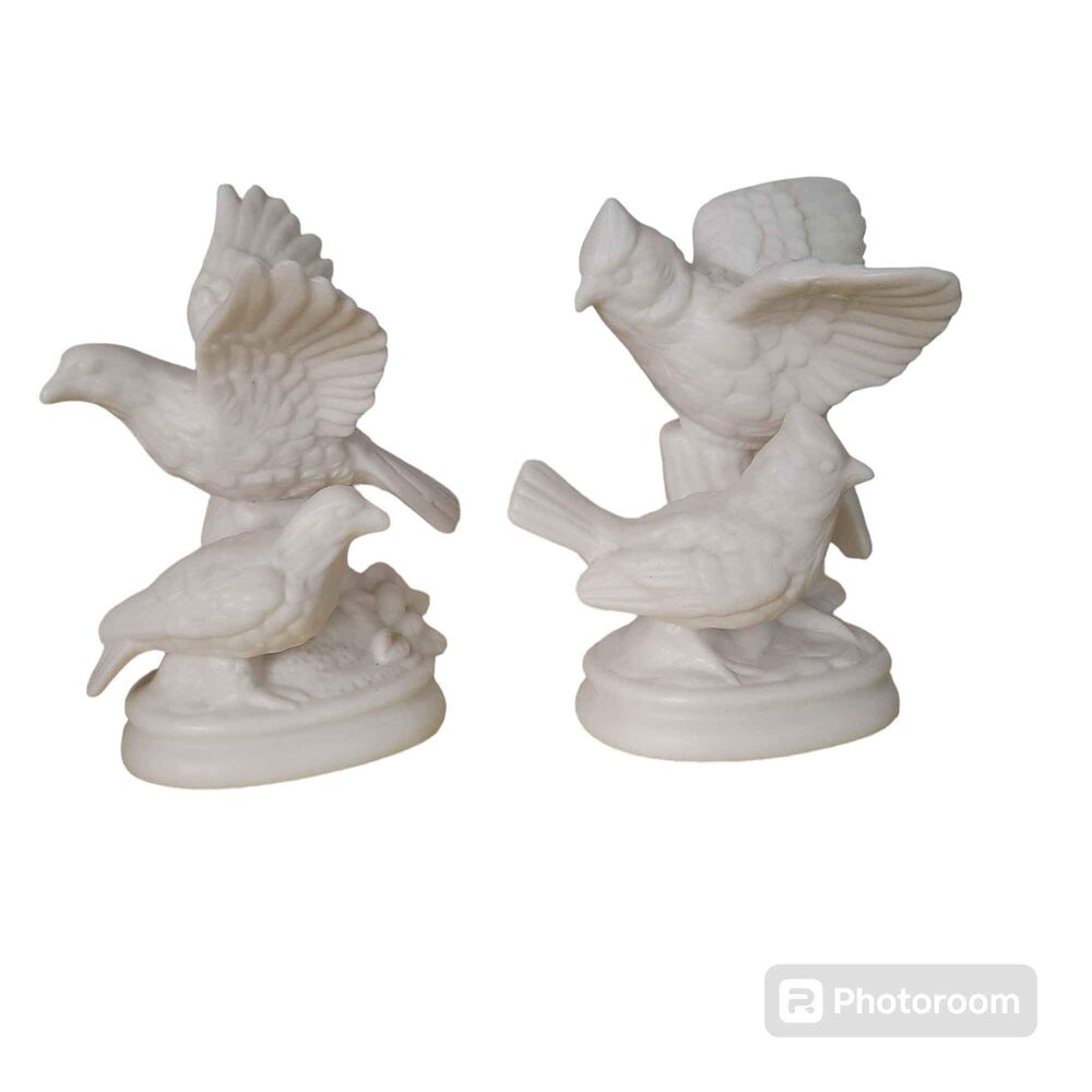 Vintage Japan Bisque Cardinal and Pheasant white figures
